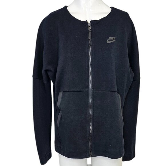 Nike Womens Tech Fleece Knit Black Full Zip Sweater, Size Medium - Picture 1 of 8